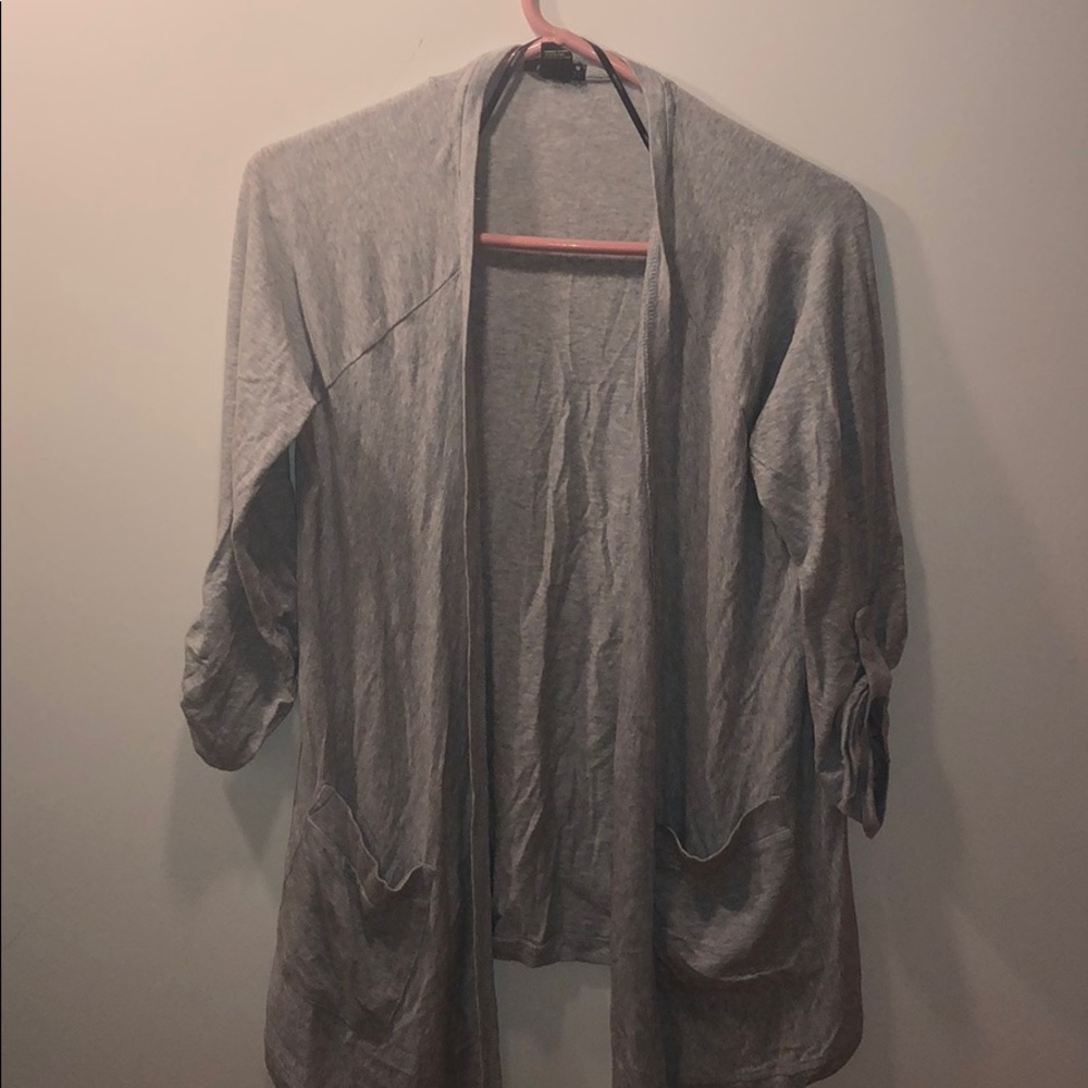 grey cardigan